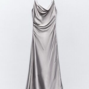 ZARA Silver Satin Dress
